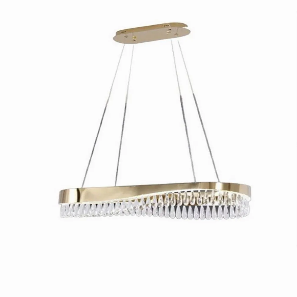 LAMPADARIO LED A SOSPENSIONE ORO 45W CON CRISTALLI CONTEMPORANEO LUCE FREDDA B77
