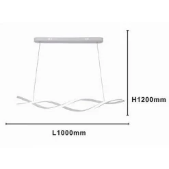 LAMPADARIO LED A SOSPENSIONE 48W BIANCO SPIRALE ONDULATO VORTICE INTRECCIATO LUCE 4000K 32484