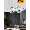 LAMPADARIO LED A SOSPENSIONE 42WATT 5 ANELLI CON CRISTALLI LUCE FREDDA 8000K B58