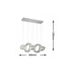 LAMPADARIO LED A SOSPENSIONE 42WATT 5 ANELLI CON CRISTALLI LUCE FREDDA 8000K B58