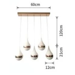 LAMPADARIO LED DA SOFFITTO MODERNO CON DESIGN A 5 GOCCE ORO 53W LUCE FREDDA 6500K LP-44OF