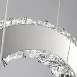LAMPADARIO LED DESIGN MODERNO CERCHI DI CRISTALLO 25 WATT LUCE BIANCO FREDDO B34