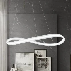 LAMPADARIO LED MODERNO A FIOCCO 100W LAMPADA A SOSPENSIONE LUCE 6500K 70CM BIANCO 33382