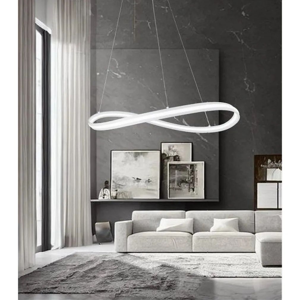 LAMPADARIO LED MODERNO A FIOCCO 100W LAMPADA A SOSPENSIONE LUCE 6500K 70CM BIANCO 33382