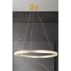 LAMPADARIO LED MODERNO A SEMICERCHIO 100W A SOSPENSIONE LUCE 4000K 70CM ORO 33450
