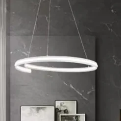 LAMPADARIO LED MODERNO A SEMICERCHIO 100W A SOSPENSIONE LUCE 4000K 70CM BIANCO 33436