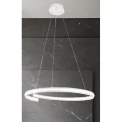 LAMPADARIO LED MODERNO A SEMICERCHIO 100W A SOSPENSIONE LUCE 4000K 70CM BIANCO 33436