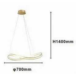 LAMPADARIO LED MODERNO A FIOCCO 100W LAMPADA A SOSPENSIONE LUCE 6500K 70CM ORO 33405