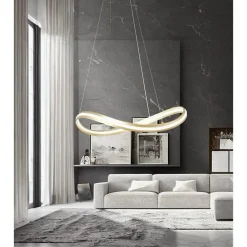 LAMPADARIO LED MODERNO A FIOCCO 100W LAMPADA A SOSPENSIONE LUCE 6500K 70CM ORO 33405