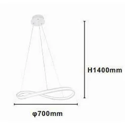 LAMPADARIO LED MODERNO A FIOCCO 100W LAMPADA A SOSPENSIONE LUCE 4000K 70CM BIANCO 33399