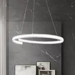 LAMPADARIO LED MODERNO A SEMICERCHIO 100W A SOSPENSIONE LUCE 6500K 70CM BIANCO 33429