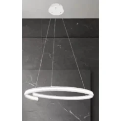 LAMPADARIO LED MODERNO A SEMICERCHIO 100W A SOSPENSIONE LUCE 6500K 70CM BIANCO 33429