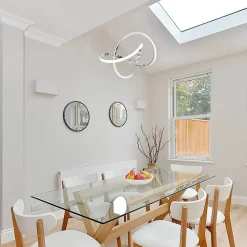 LAMPADARIO LED MODERNO INTRECCIATO 60W IP20 CROMATO CCT TRIPLA COLORAZIONE LUCE A50-A3C