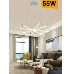LAMPADARIO LED MODERNO 55W A SOSPENSIONE A RAGGI LUCE FREDDA CALDA NATURALE A05-O