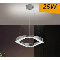 LAMPADARIO LED SOFFITTO 25 W SOSPESO IN ACCIAIO CRISTALLO LUCE FREDDA 8000K B72
