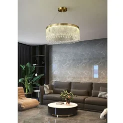 LAMPADARIO LED SOSPENSIONE ROTONDO CON CRISTALLI IN ACRILICO CONTEMPORANEO LP-28