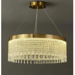 LAMPADARIO LED SOSPENSIONE ROTONDO CON CRISTALLI IN ACRILICO CONTEMPORANEO LP-28