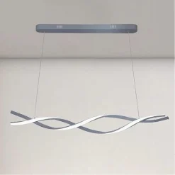 LAMPADARIO LED SOSPENSIONE 48W ARGENTO SPIRALE ONDULATO VORTICE INTRECCIATO LUCE 6500K 32538