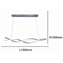 LAMPADARIO LED SOSPENSIONE 48W ARGENTO SPIRALE ONDULATO VORTICE INTRECCIATO LUCE 6500K 32538
