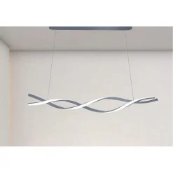 LAMPADARIO LED SOSPENSIONE 48W ARGENTO SPIRALE ONDULATO VORTICE INTRECCIATO LUCE 6500K 32538
