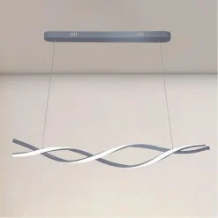 LAMPADARIO LED SOSPENSIONE 48W ARGENTO SPIRALE ONDULATO VORTICE INTRECCIATO LUCE 4000K 32521