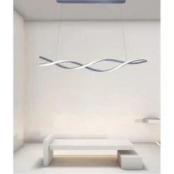LAMPADARIO LED SOSPENSIONE 48W ARGENTO SPIRALE ONDULATO VORTICE INTRECCIATO LUCE 4000K 32521