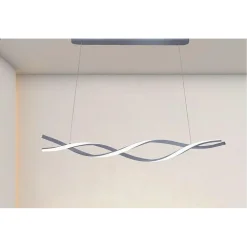 LAMPADARIO LED SOSPENSIONE 48W ARGENTO SPIRALE ONDULATO VORTICE INTRECCIATO LUCE 4000K 32521