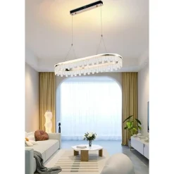 LAMPADARIO LED SOSPESO ORO 50 W OVALE CON CRISTALLI 3 COLORAZIONE LUCE LP-40-3C