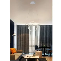 LAMPADARIO LED 70W LAMPADA 2 ANELLI CRISTALLO LUCE 6500K 3000K 4000K MODERNO A52