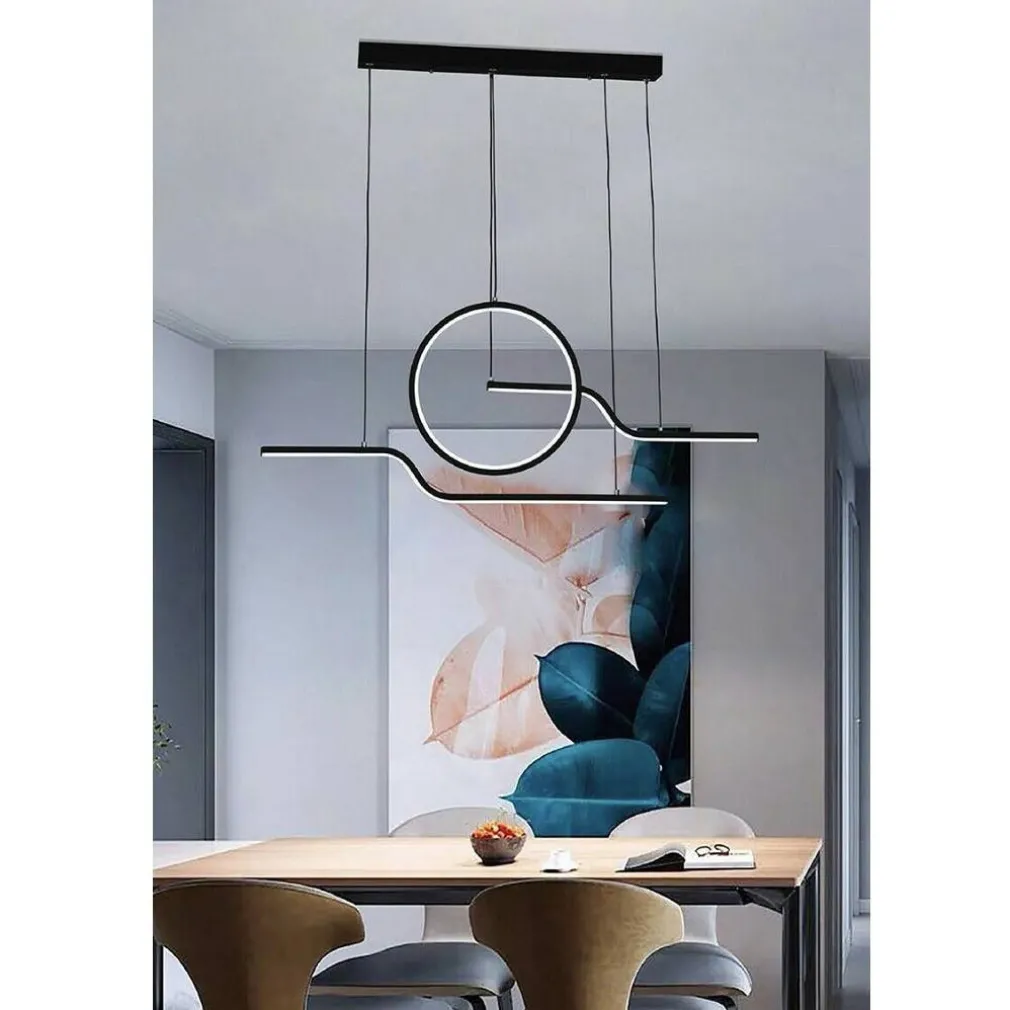 LAMPADARIO LED 32W LAMPADA STILE CONTEMPORANEO MODERNO LUCE 6500K 4000K NERO A44