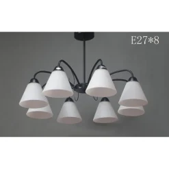 LAMPADARIO MODERNO A 8 BRACCI COPPE IN VETRO LAMPADA A SOSPENSIONE LUCI E27 00859