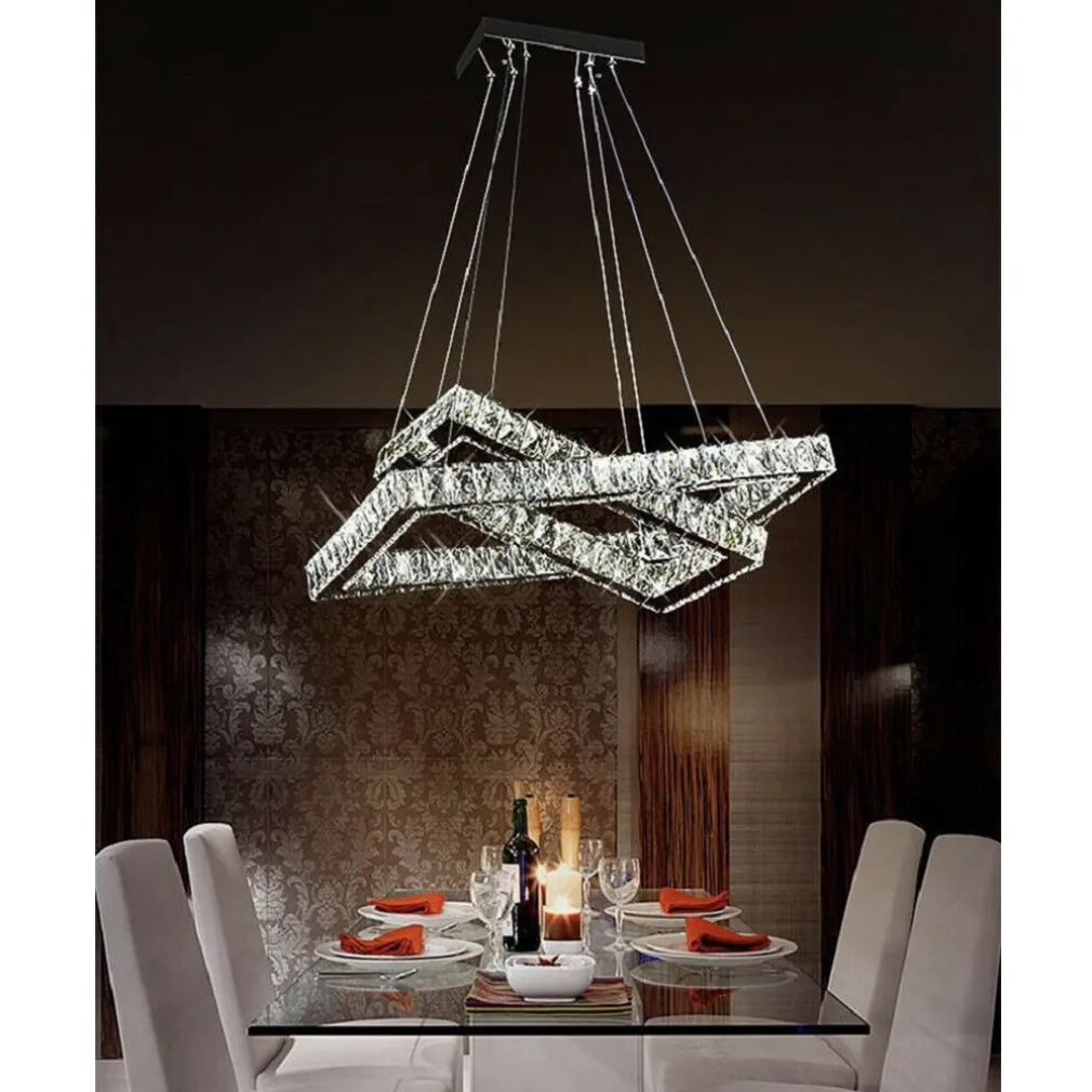 LAMPADARIO MODERNO A LED 48W CON CRISTALLI LUCE BIANCHISSIMA 6500K B12