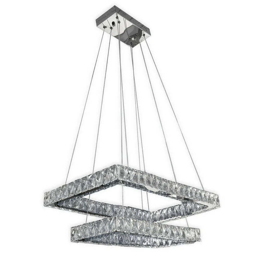 LAMPADARIO MODERNO A LED 48W CON CRISTALLI LUCE BIANCHISSIMA 6500K B12