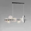 LAMPADARIO MODERNO A SOSPENSIONE NERO 7 SFERE G9 BOLLE IN VETRO CON CERCHIO 71676