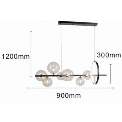 LAMPADARIO MODERNO A SOSPENSIONE NERO 7 SFERE G9 BOLLE IN VETRO CON CERCHIO 71676