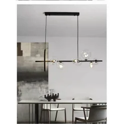 LAMPADARIO MODERNO A SOSPENSIONE NERO 7 SFERE G9 BOLLE IN VETRO CON CERCHIO 71676