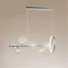 LAMPADARIO MODERNO A SOSPENSIONE ARGENTO 7 SFERE G9 BOLLE IN VETRO CON CERCHIO 71690
