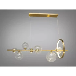 LAMPADARIO MODERNO A SOSPENSIONE ORO 7 SFERE G9 BOLLE IN VETRO CON CERCHIO 71683