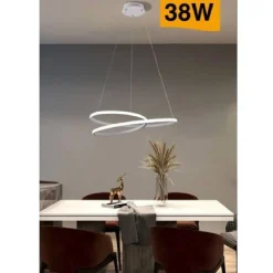 LAMPADARIO MODERNO A SOSPENSIONE LED STRISCIA CONTINUA 38W LUCE 6500K 4000K B62-B