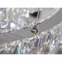 LAMPADARIO MODERNO A SOSPENSIONE LED LUCE FREDDA 40W 2 ANELLI OVALI CRISTALLI B49