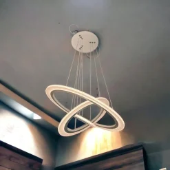 LAMPADARIO MODERNO LED A SOSPENSIONE 68W 3 CERCHI REGOLABILE DIMMERABILE A66-B3C