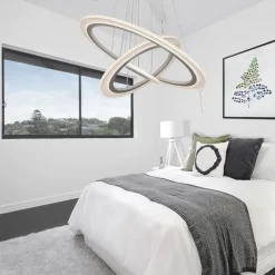 LAMPADARIO MODERNO LED A SOSPENSIONE 68W 3 CERCHI REGOLABILE DIMMERABILE A66-B3C