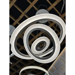 LAMPADARIO MODERNO LED A SOSPENSIONE 68W 3 CERCHI REGOLABILE DIMMERABILE A66-B3C