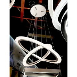 LAMPADARIO MODERNO LED A SOSPENSIONE 68W 3 CERCHI REGOLABILE DIMMERABILE A66-B3C