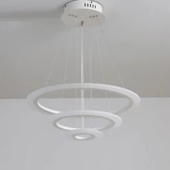 LAMPADARIO MODERNO LED A SOSPENSIONE 68W 3 CERCHI REGOLABILE DIMMERABILE A66-B3C