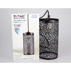 LAMPADARIO PENDENTE A SOSPENSIONE IN METALLO NERO MATTO STILE ELEGANTE VT-7131