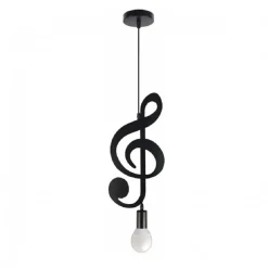 LAMPADARIO PENDENTE A SOSPENSIONE NOTA MUSICALE CHIAVE VIOLINO NERO E27 B01-N01