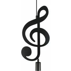 LAMPADARIO PENDENTE A SOSPENSIONE NOTA MUSICALE CHIAVE VIOLINO NERO E27 B01-N01