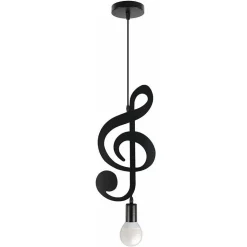 LAMPADARIO PENDENTE A SOSPENSIONE NOTA MUSICALE CHIAVE VIOLINO NERO E27 B01-N01