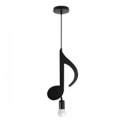 LAMPADARIO PENDENTE A SOSPENSIONE NOTA MUSICALE NOTA CROMA NERO E27 B01-N03